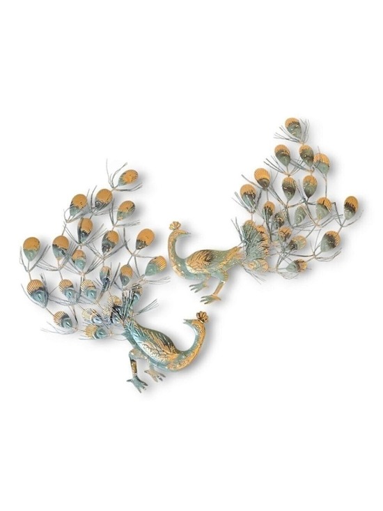 Vintage Other - Vintage MCM Wall Decor Tin Peacock PAIR (Made in Hong Kong) Circa 1950-1960s